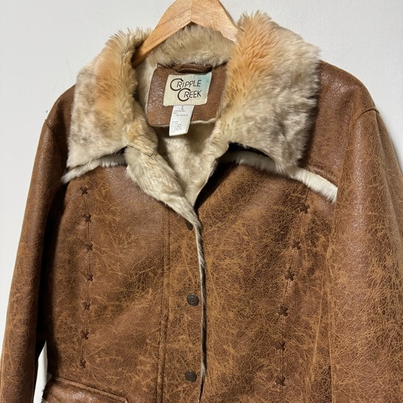 Cripple Creek Faux Fur Coat Womens Large Y2K Penny Lane Jacket Coastal Cowgirl - Picture 3 of 13